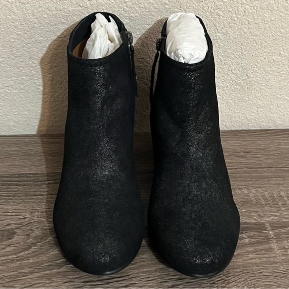 Trask Shoes - Designer H.S Trask Vivian Black Metallic Suede Ankle Boots